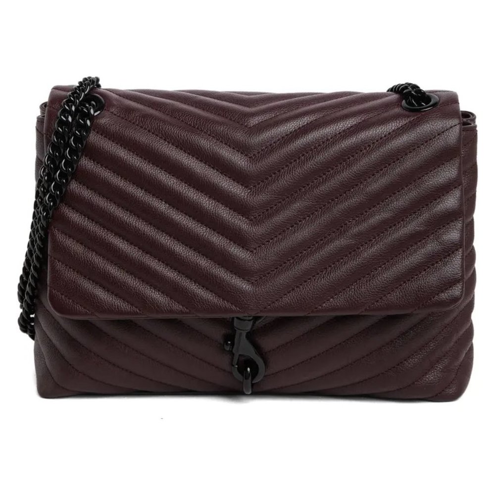 NWT Rebecca Minkoff Edie Medium Shoulder Bag Concord Brown Black Shellac HW